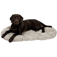 Polštář Kost, ovál, bavlna, šedý, bílé kosti 120 cm - Pelíšky pro psy, pelechy, textilní boudy