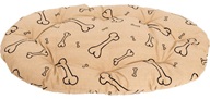 Polštář Kost, ovál, bavlna, béžový, černé kosti 140 cm - Pelíšky pro psy, pelechy, textilní boudy