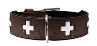 Obojek kůže Swiss, hnědo/bílý Hunter 2,6 x 24-28,5 cm - Výprodej