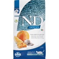 N&D Grain Free OCEAN Cat Adult Herring, Pumpkin & Orange 1,5 kg - Granule pro kočky, krmivo pro kočky