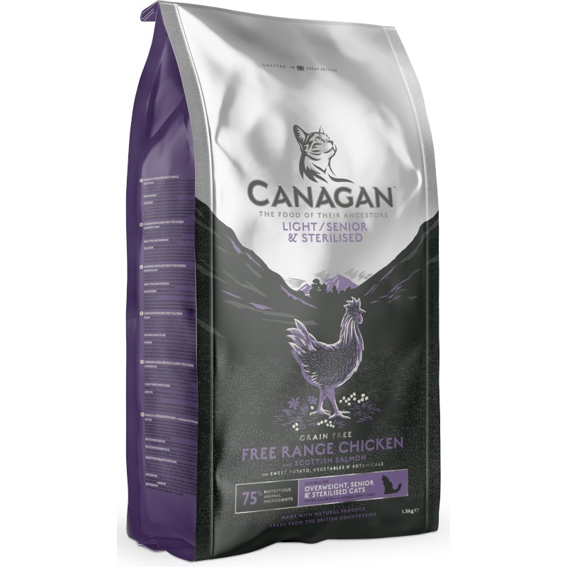 canagan light senior sterilised 4 kg granule pro kocky krmivo pro kocky i kotata zverokruh