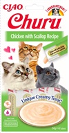 Inaba Churu cat snack Kuře s příchutí hřebenatek 4x 14g
