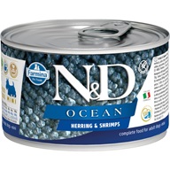 N&D OCEAN Dog konz. Herring & Shrimp Mini 140 g - Konzervy pro psy