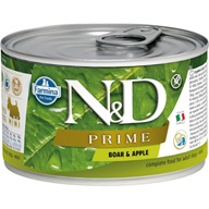 N&D PRIME Dog konz. Wild Boar & Apple Mini 140 g - Konzervy pro psy