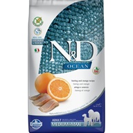 N&D OCEAN Dog GF Herring & Orange Adult Medium & Maxi 2,5 kg - Granule pro psy
