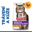 Hill's Science Plan Feline Adult Sensitive Stomach & Skin Chicken 1,5 kg - Granule pro kočky, krmivo pro kočky