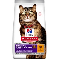 Hill's Science Plan Feline Adult Sensitive Stomach & Skin Chicken 7 kg - Granule pro kočky, krmivo pro kočky