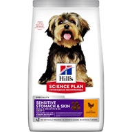 Hill's Science Plan Canine Adult Sensitive Stomach & Skin S & M Chicken 1,5 kg - Granule pro psy