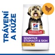 Hill's Science Plan Canine Adult Sensitive Stomach & Skin S & M Chicken 1,5 kg - Granule pro psy
