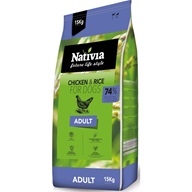 Nativia Dog Adult Chicken & Rice 15 kg  - Granule pro psy