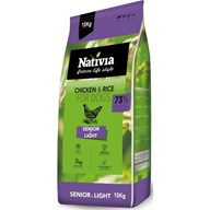 Nativia Dog Senior&Light Chicken & Rice 15 kg  - Granule pro psy