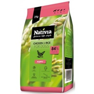 Nativia Puppy Chicken & Rice 3 kg  - Granule pro psy