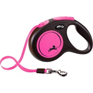 Flexi New Neon M pásek 5 m růžové 25 kg - Vodítka navíjecí