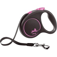Flexi Black Design S pásek 5 m růžové 15 kg - Vodítka navíjecí