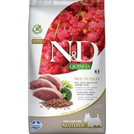N&D QUINOA Dog GF Duck, Broccoli & Asparagus Neutered Adult Mini 2,5 kg - Granule pro psy