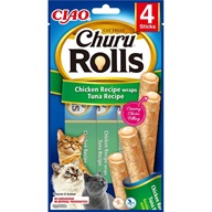 Inaba Churu Rolls cat snack kuře a tuňák 4x10 g - Pamlsky pro kočky