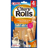 Inaba Churu Rolls cat snack kuře 4x10 g - Tyčinky