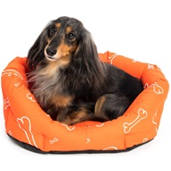 Pelech Kost, 8hran, bavlna, oranžový, bílé kosti 45 cm - Pelíšky pro psy, pelech pro psa