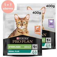 Pro Plan Cat Adult Sterilised Renal Plus krůta/losos 400 g 1 + 1 zdarma - Granule pro dospělé kočky