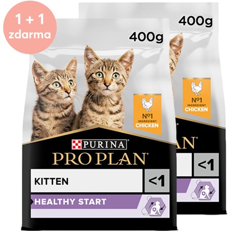 Pro Plan Cat Kitten Healthy Start kuře 400 g 1 + 1 zdarma - Granule pro kočky, krmivo pro kočky