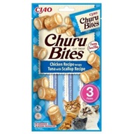 Inaba Churu Bites Cat Snack kuře, tuňák & hřebenatka 3 × 10 g - Pamlsky pro kočky
