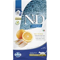 N&D OCEAN Cat GF Herring & Orange Neutered Adult 300 g - Granule pro kočky, krmivo pro kočky