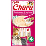 Inaba Churu cat snack tuňák s krevetovou příchutí 4x 14g - Pamlsky pro kočky