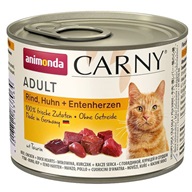Animonda Carny cat  konz. - hovězí + kuře + kachní srdce 200 g - Konzervy pro kočky