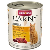 Animonda Carny cat  konz. - hovězí, kuře, kachní srdce 800 g - Konzervy pro kočky