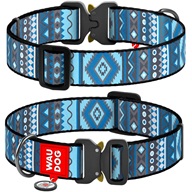 WAUDOG Nylon obojek 2,5 × 33–49 cm Etno modrý - Obojky na kovovou přezku