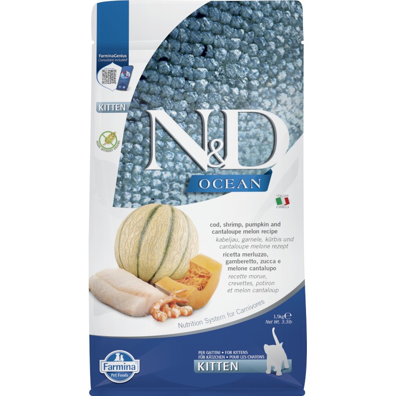 N&D Ocean Kitten Cibo Per Gatti - Merluzzo, Gamberetti, Zucca E Melone 5 Kg - Foto 10