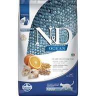 N&D Ocean Cat Cod, Spelt, Oats & Orange Adult 5 kg - Granule pro kočky, krmivo pro kočky
