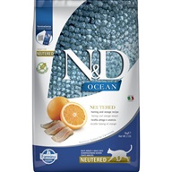 N&D Ocean Cat Neutered Herring & Orange Adult 5 kg - Granule pro kočky, krmivo pro kočky