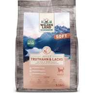 Wildes Land Soft Adult Turkey & Salmon with Rice and Wild Herbs 1,5 kg - Granule pro psy