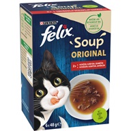 Felix Soup Original hovězí, kuře a jehněčí 6 × 48 g - Kapsičky pro kočky