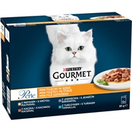 Gourmet Perle Minifiletky ve šťávě jehněčí, tuňák, kachna a krůta 12 × 85 g - Kapsičky pro kočky