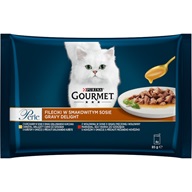 Gourmet Perle Gravy Delight kuřecí a hovězí 4 × 85 g - Kapsičky pro kočky