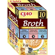 Inaba Ciao Broth kuře, losos, hřebenatka & tuňák multipack 10 × 40 g - Kapsičky pro kočky