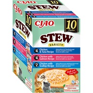 Inaba Ciao Stew kuře, losos, hřebenatka & tuňák multipack 10 × 40 g - Kapsičky pro kočky