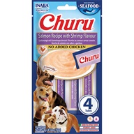 Inaba Churu Dog Snack losos a krevety 4 × 14 g - Pamlsky pro psy