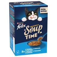 Felix Original Soup Time treska, tuňák a platýs 6 × 48 g - Kapsičky pro kočky