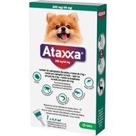 Ataxxa pro psy S 1x200mg/40mg tmavě zelená sol 1 x 0.4 ml(do 4kg) - Antiparazitika pro psy, pinzety na klíšťata